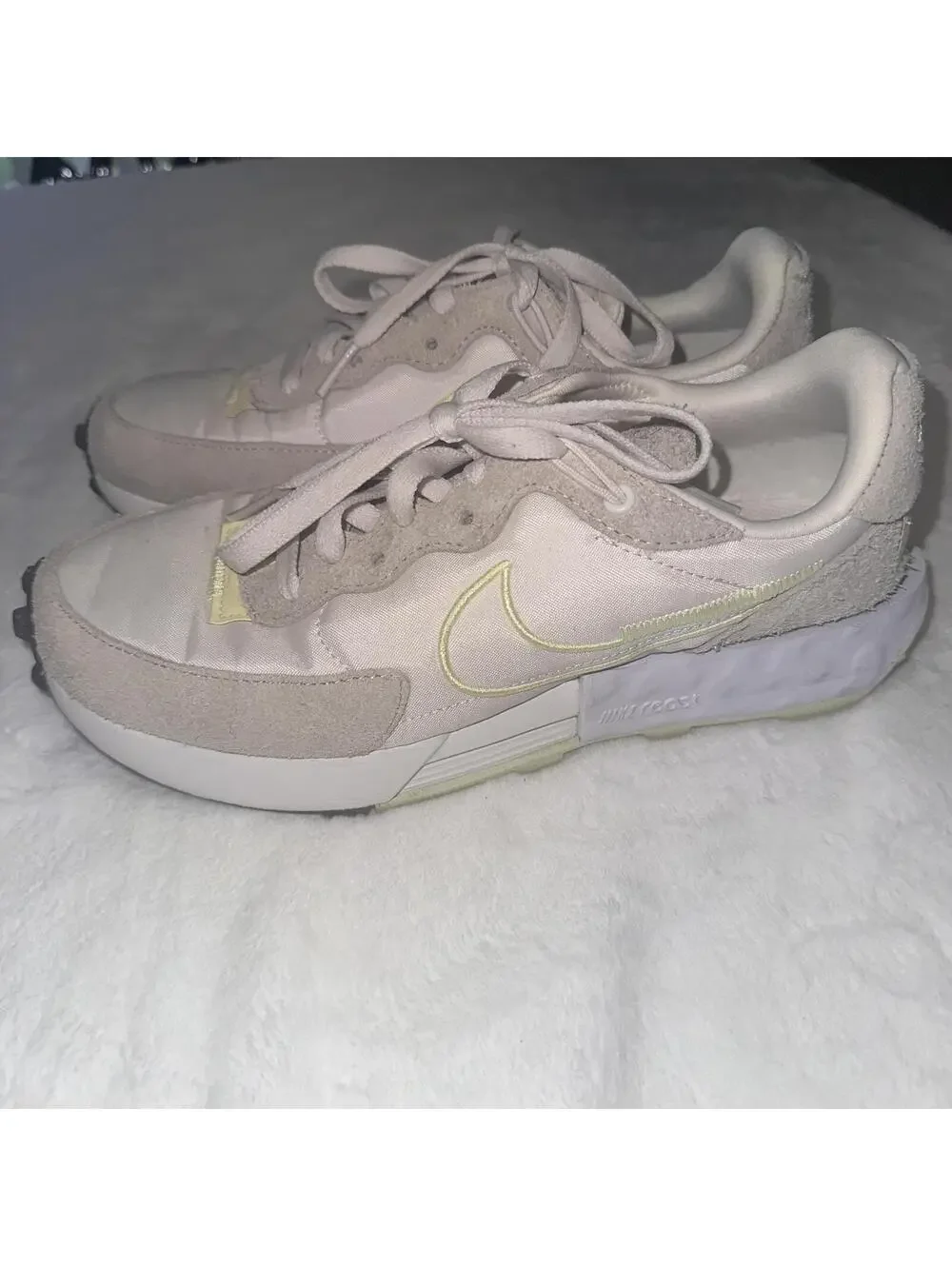 Nike Waffle One Womens 7.5 Cream Beige Suede Mesh Sneakers DC3579-002 - Picture 6 of 10